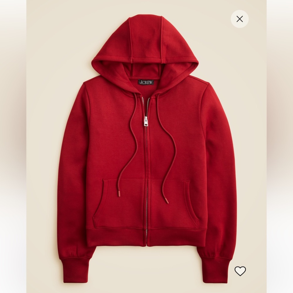 J. Crew Scuba-Knit Full-Zip Hoodie L Vivid Burgundy